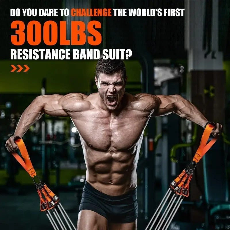 300lb Resistance Band Set – 6 Levels 25-75lb, Handles, Door Anchor & Ankle Straps – Heavy Duty Home Gym Kit for Full Body Strength Training, Muscle Building & Toning