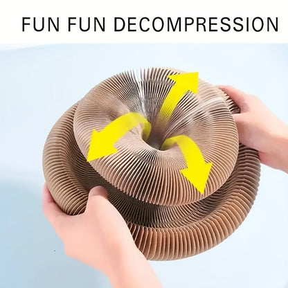 Cat Scratching Board with Ball Track & Bells - Foldable Organ Cardboard Scratcher Pad, Interactive Cat Toy for Indoor Cats, Wear-Resistant Corrugated Scratch Lounge