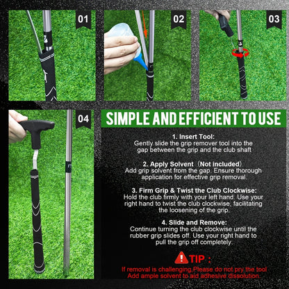 V-Groove Golf Grip Removal Tool High Carbon Steel T-Handle Grip Remover Saver 11 Inch Regripping Tool for Golf Club Shaft Grip Replacement Easy Grip Removal for All Golfers