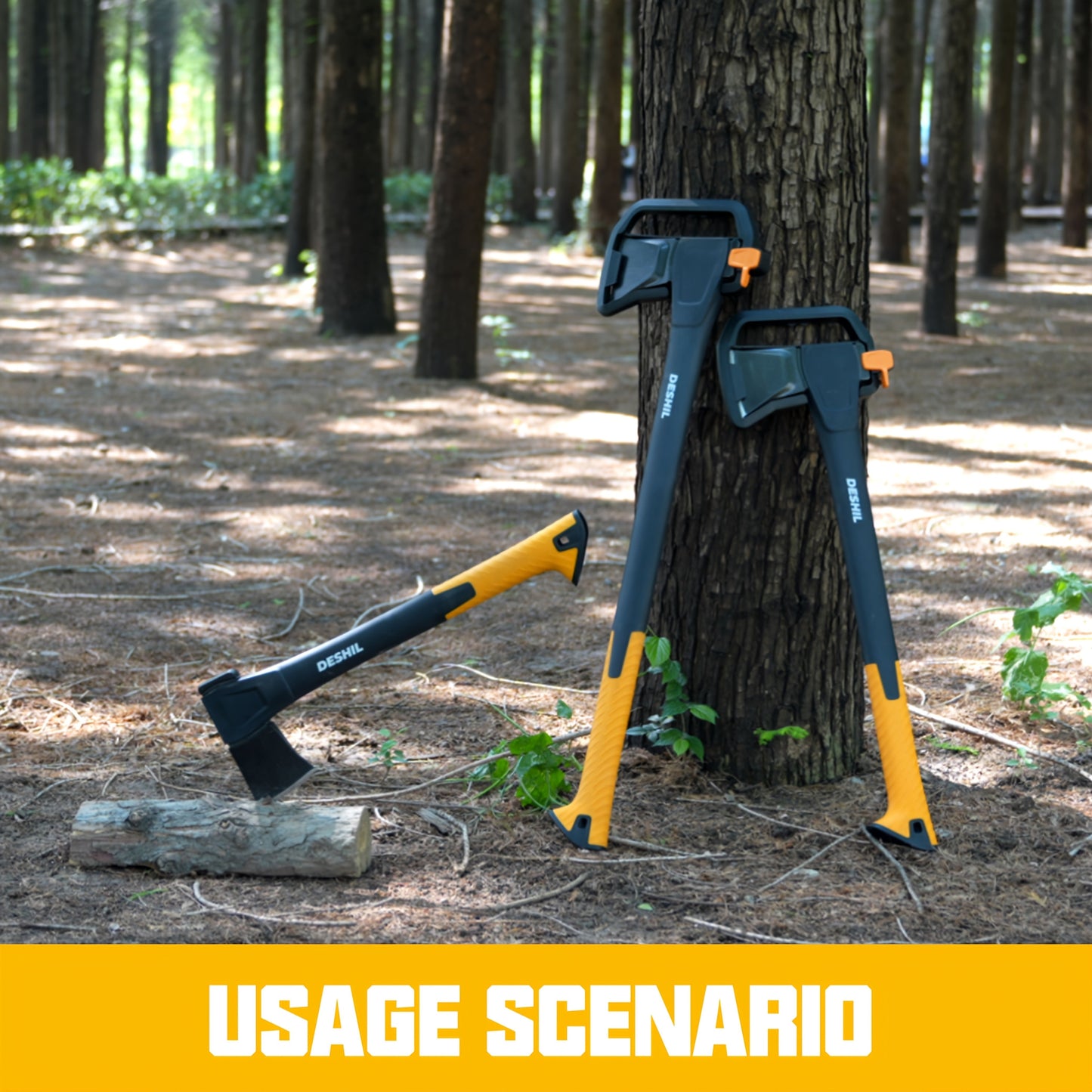 Carbon Steel Camping Hatchet Wood Splitting Axe – Teflon-Coated Forged Steel Blade, Shock-Absorbing Fiber Handle, Anti-Rust & Non-Slip, 4 Sizes (14"/18"/24"/28") for Camping, Firewood & Gardening