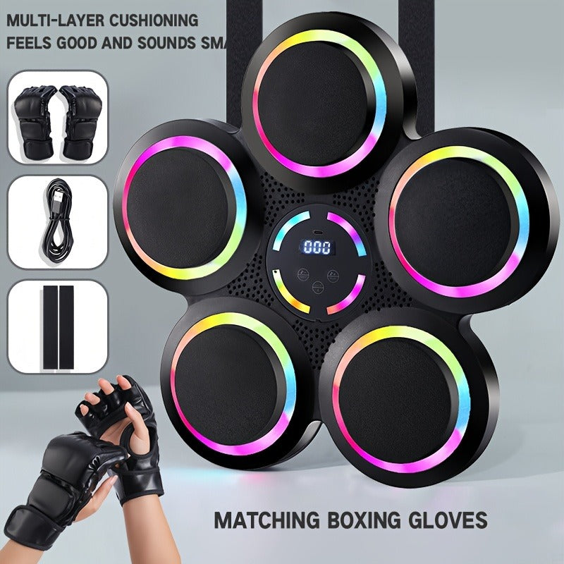 Wall-Mounted Music Boxing Machine – Smart LED Rhythm Trainer with Boxing Gloves, Touch Screen & Surround Sound for Home & Gym