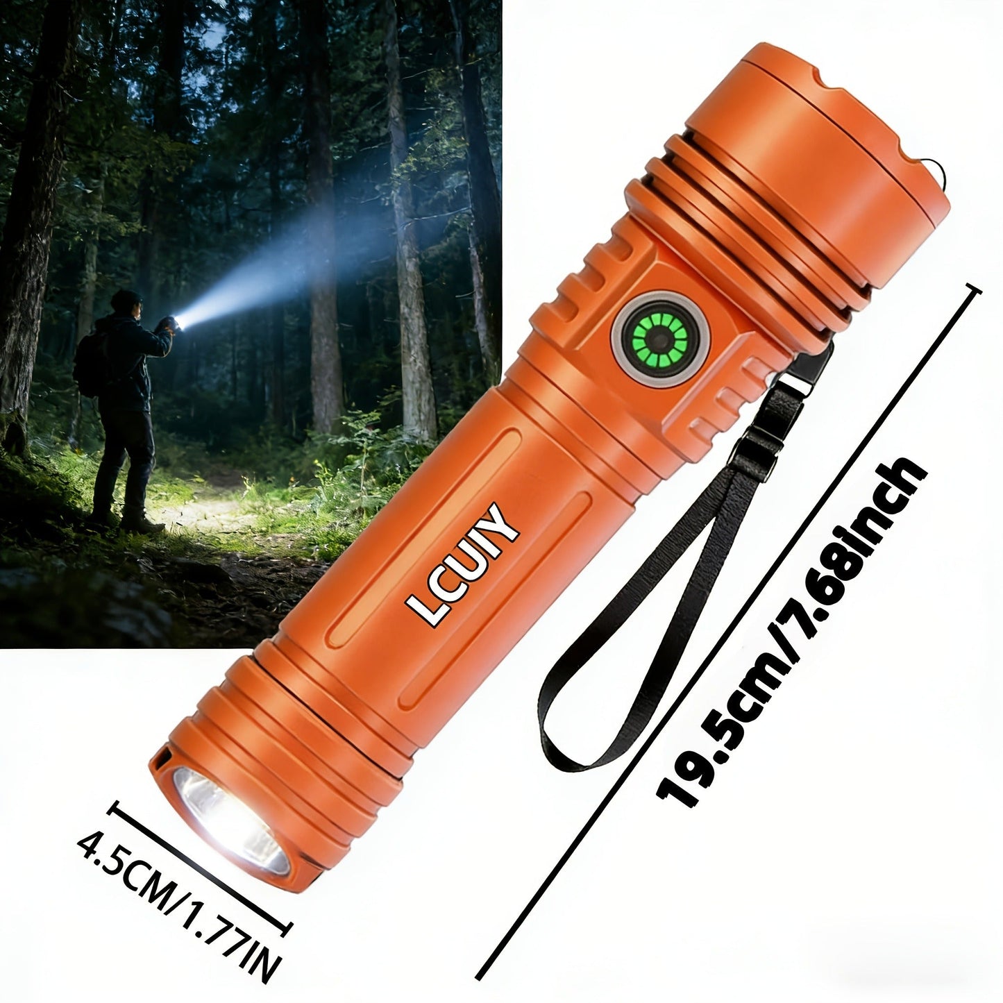 Fire Starter Flashlight with Fresnel Lens – 4500 Lumens Rechargeable Aluminum Alloy Ignition Torch, 1000M Long Range, 6 Modes Tactical Adjustable Beam for Wilderness Survival, Camping, Fishing & Emergency