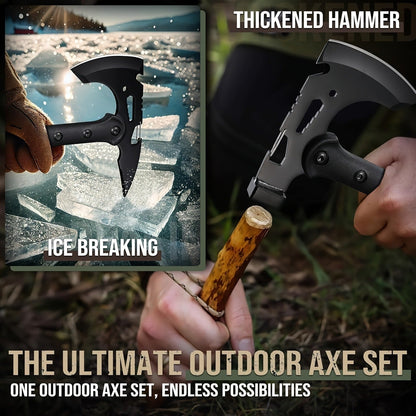 Tactical Tomahawk Axe 2-Pack – Camping Hatchet with Spike, Hammer, Bottle Opener, Hex Wrench & Sheath | Survival Axe for Hiking Trekking Bushcraft