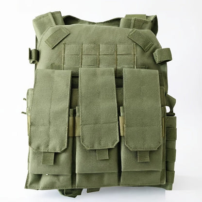 Tactical MOLLE Vest 6094 Adjustable Combat Chest Rig with Multi-Pocket System for Outdoor Hunting Training Airsoft CS Wargame Hiking Camping