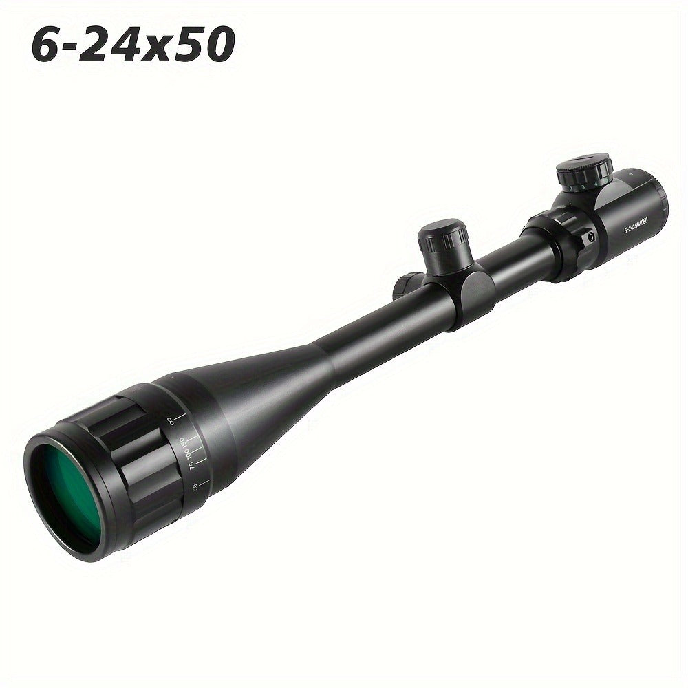 6-24X50 AO Rifle Scope with Illuminated Red Green Reticle, Long Range Hunting Scope for 20mm Picatinny Rail Mount, Tactical Optical Sight for Shooting & Outdoor Use