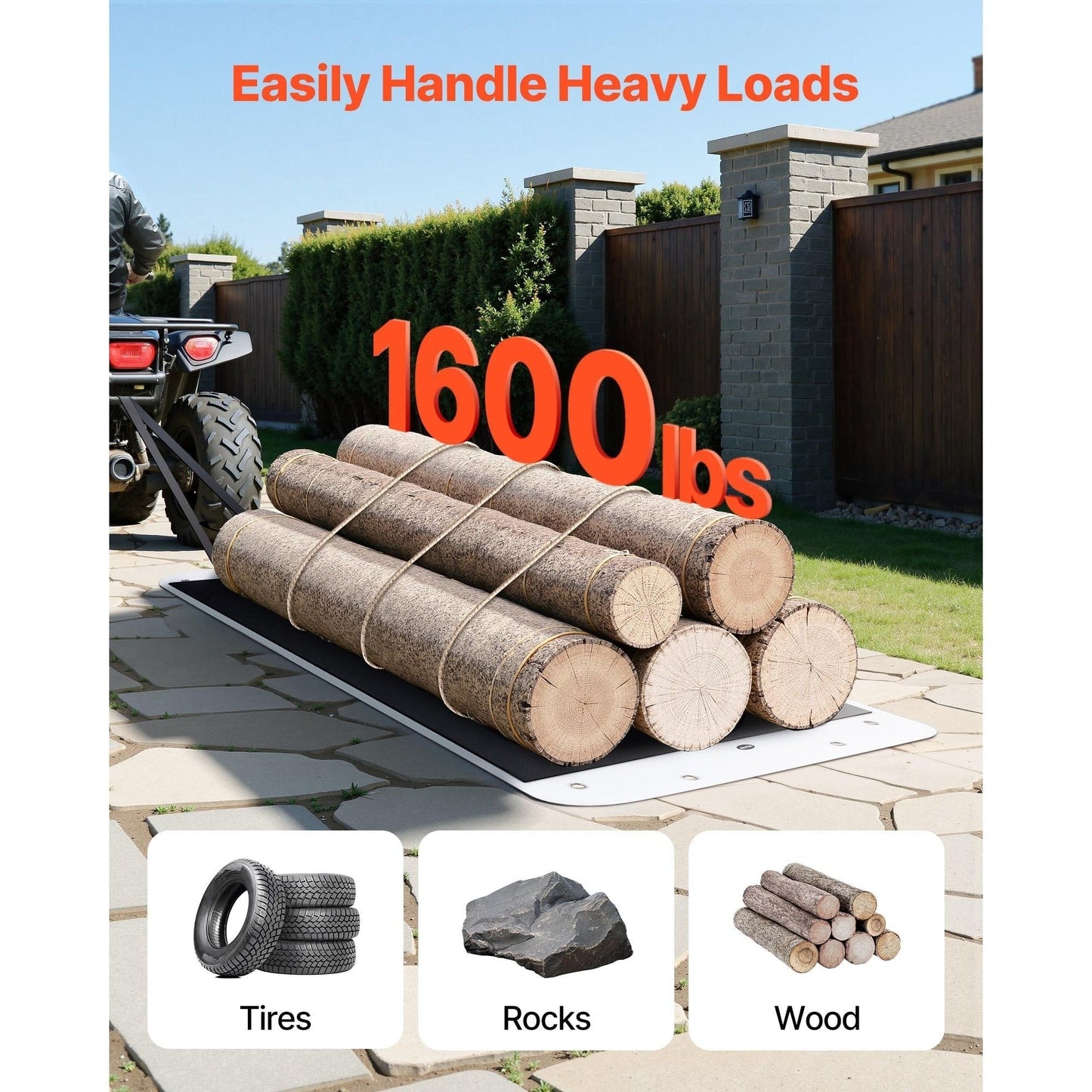 Heavy Duty Deer Drag Sled – 550 lbs Capacity PE Utility Hauling Sled for Hunting, Camping & Yard Work, Multi-Surface Tow Sled with Storage Bag & Tow Rope, Available in 72.8 & 110 Inch