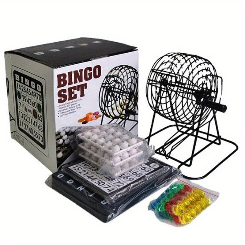 Bingo Game Set Metal Cage Lottery Machine Vintage Desktop Bingo Caller Kit for Family Game Night Party Adults Kids Birthday Holiday Gathering