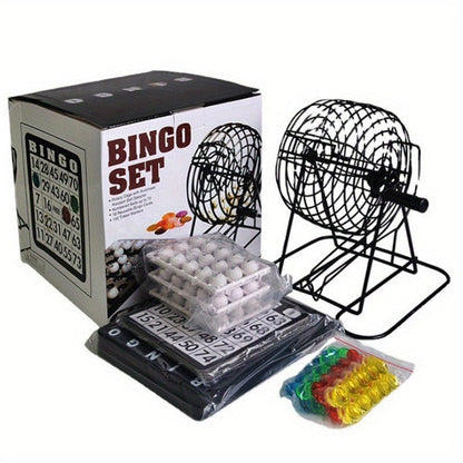 Bingo Game Set Metal Cage Lottery Machine Vintage Desktop Bingo Caller Kit for Family Game Night Party Adults Kids Birthday Holiday Gathering