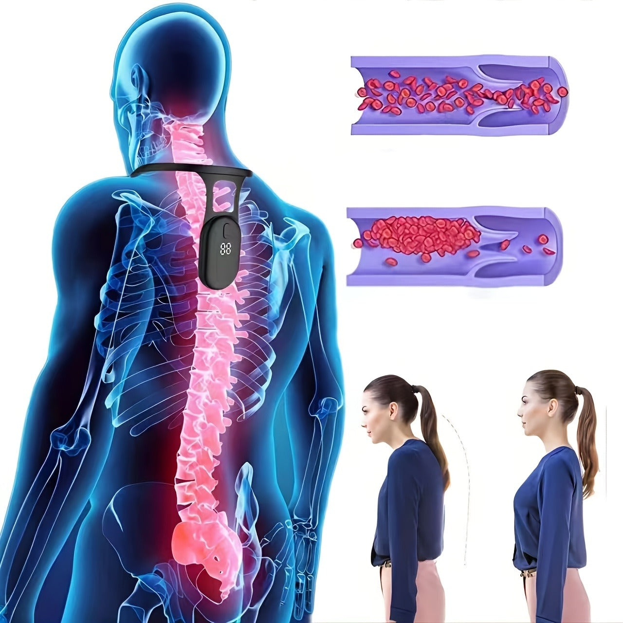 Posture Corrector for Neck & Back Support – Cervical Spine Alignment Reminder Device for Office Workers, Desk Jobs & Long Screen Time, Lightweight & Adjustable Posture Shaping Tool
