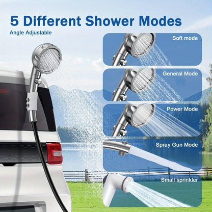 Portable Camping Shower with 9000mAh Battery – Smart Digital Display, Foldable Bucket Included, Compact Lightweight Outdoor Shower Pump for Camping, Hiking, Pet Cleaning, Car Washing & Beach Use