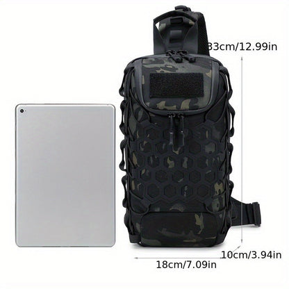 MOLLE Shoulder Bag – Large Capacity Tactical Chest Pack, Waterproof Nylon EDC Crossbody Bag for Hiking, Cycling, Fishing & Camping, Multi-Compartment, Adjustable Strap