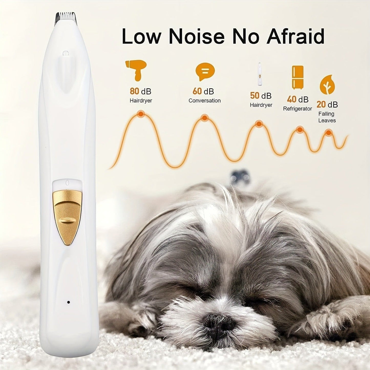 Dog Grooming Kit Electric Paw Trimmer with LED Light – USB Rechargeable Professional Dog Clippers, Low Noise Shaver for Dogs & Cats, Trims Eyes Face Ears Paws, Safe Home Grooming Tool