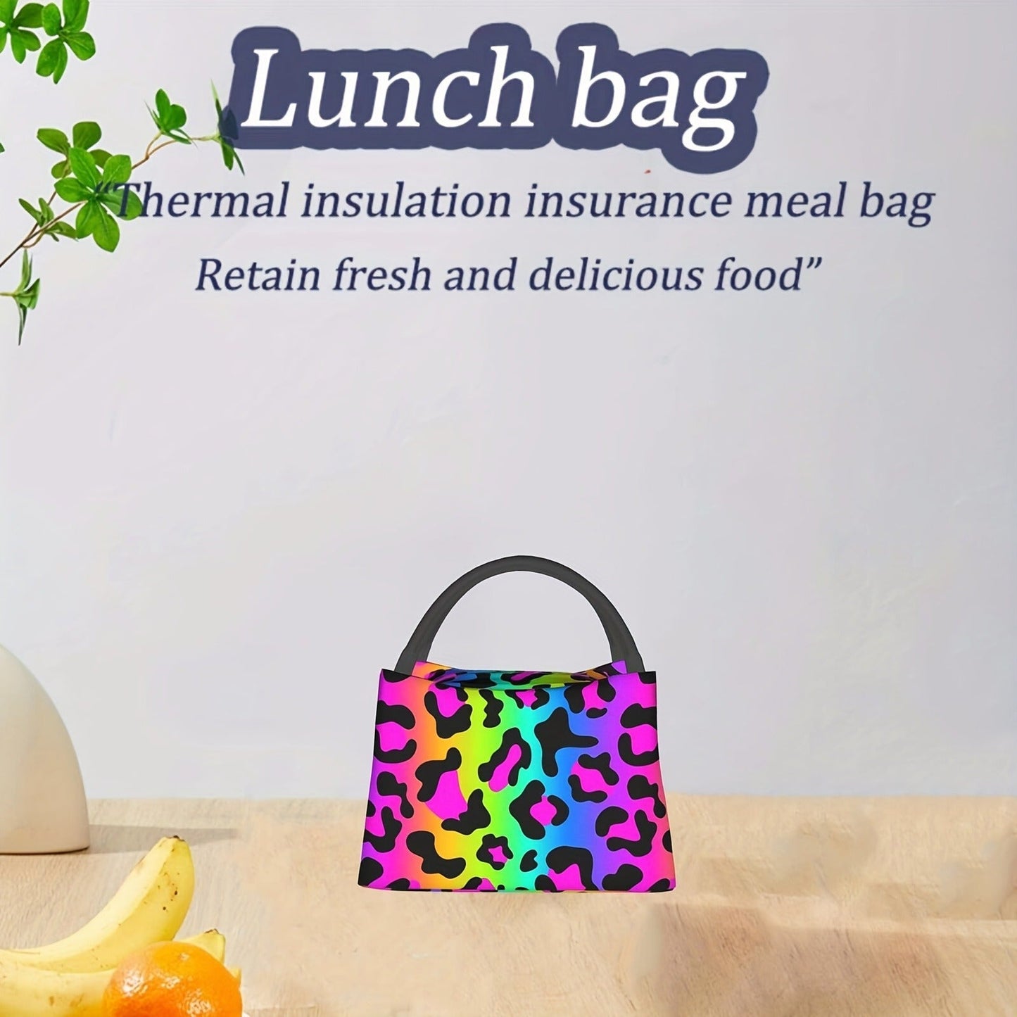 Insulated Lunch Bag with Leak-Proof Zipper Colorful Leopard Print Cooler Tote Bag Stylish Portable Lunch Box for Women Men Office Work Travel Picnic Reusable Thermal Lunch Bag 11x6.5x7in