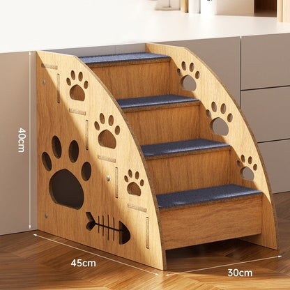 Solid Wood Pet Stairs for Bed & Sofa – 3 & 4 Step Dog Steps with Non-Slip Surface & Safety Rails for Small Medium Dogs & Senior Pets