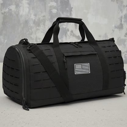 Tactical Duffle Bag 40L for Men Heavy Duty Gym Bag with Shoe Compartment Laptop Pocket Waterproof Sport Travel Bag Weekender Overnight Bag for Gym Fitness Basketball Football Office Commute Khaki Black Green