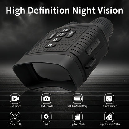 Digital Night Vision Monocular 6X – Infrared Night Vision Scope with 2000mAh Battery, 3" LCD Screen & Photo/Video Recording for Hunting Camping Wildlife