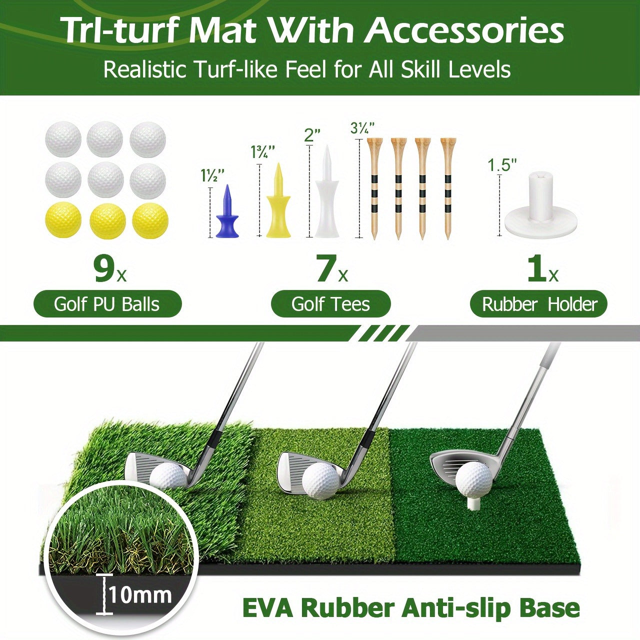 Golf Practice Net with Mat Set 10x7ft – Heavy Duty Backyard Driving Hitting Net with Turf Mat Golf Balls Rubber Tees & Carry Bag for Indoor Outdoor Training – Golf Gift for Men Women