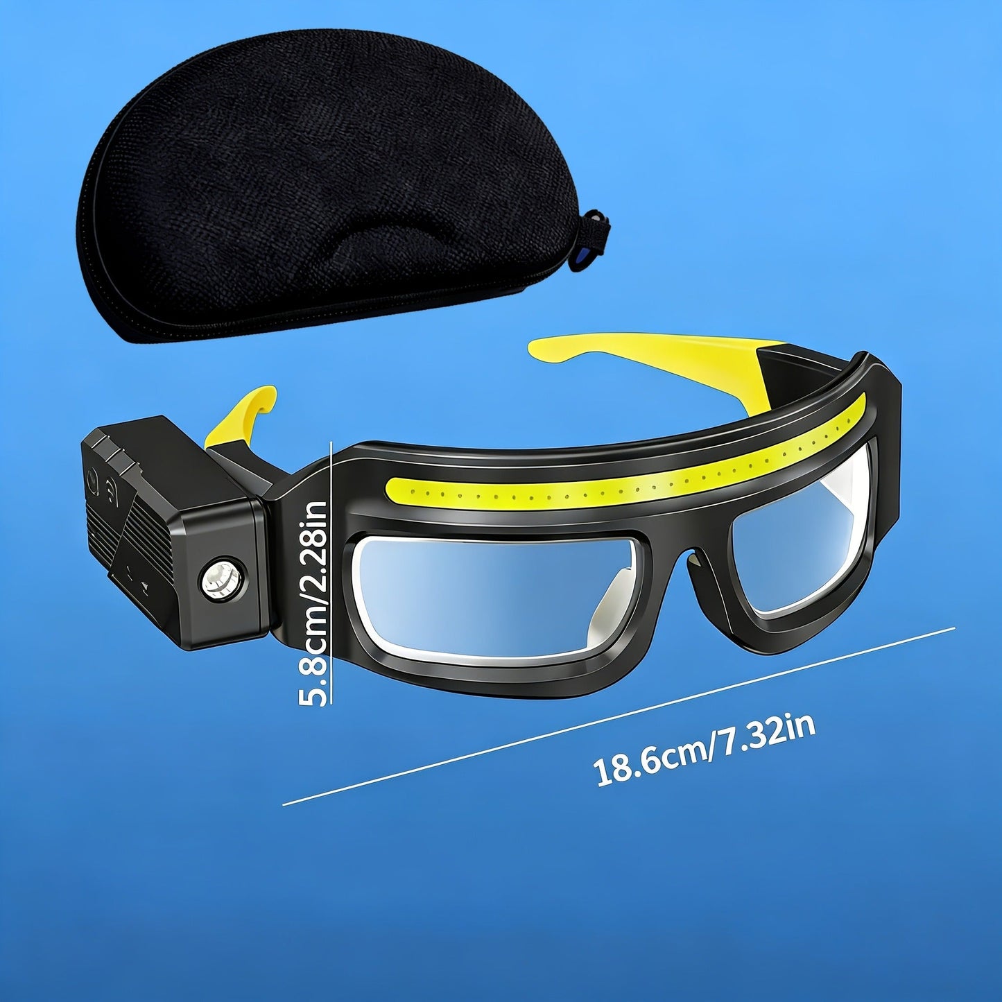 LED Headlamp Glasses Light - USB Rechargeable Head Torch with Rotatable Beam, Adjustable Brightness & Strobe Mode for Night Running, Cycling, Fishing & Outdoor Work