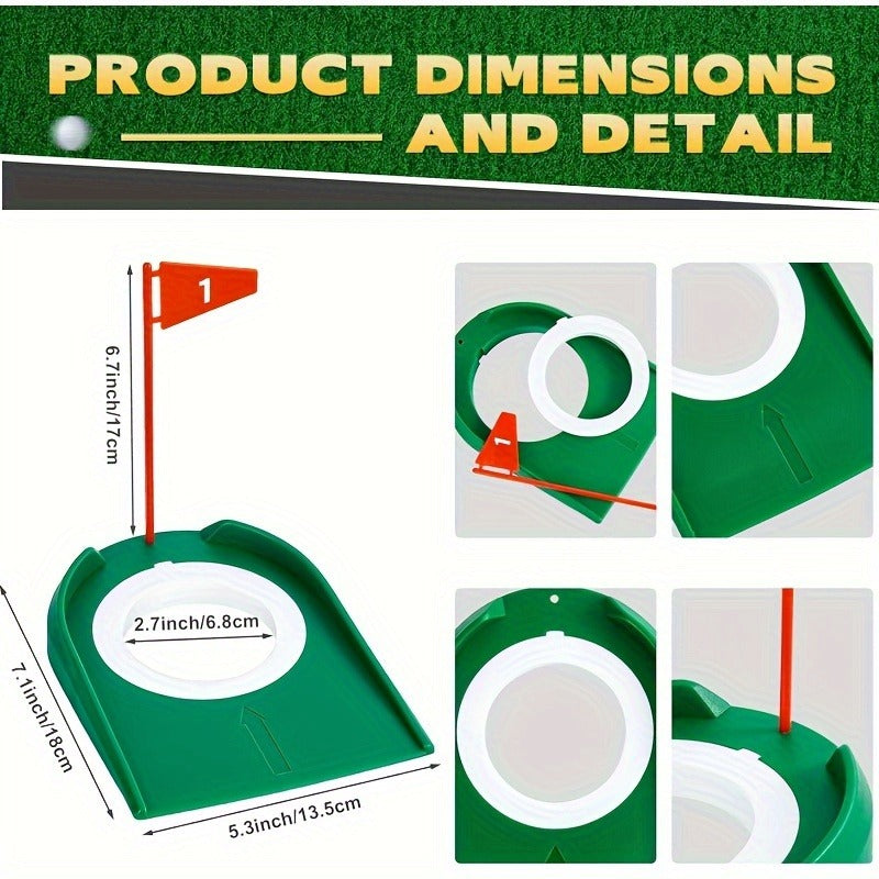 Golf Putting Cup Practice Holes 3 Pack with Numbered Flags Portable Durable All-Direction Surface Regulation Indoor Outdoor Putting Green Training Aid for Improving Putting Skills