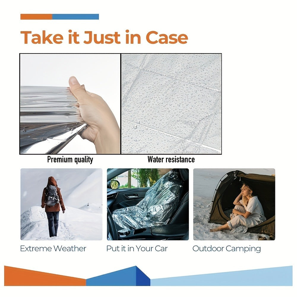Emergency Mylar Thermal Blanket 52"x82" Reflective Foil Survival Blanket for Camping Hiking Outdoor First Aid Kit Weather Protection Ground Cover