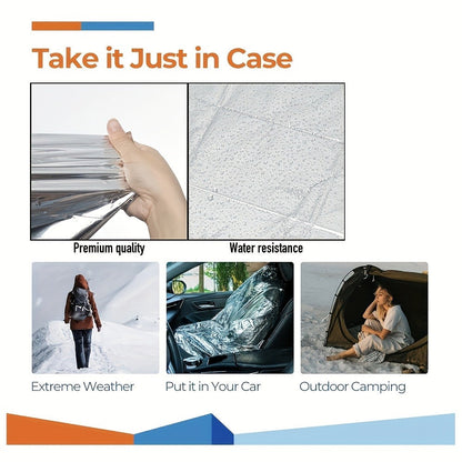 Emergency Mylar Thermal Blanket 52"x82" Reflective Foil Survival Blanket for Camping Hiking Outdoor First Aid Kit Weather Protection Ground Cover