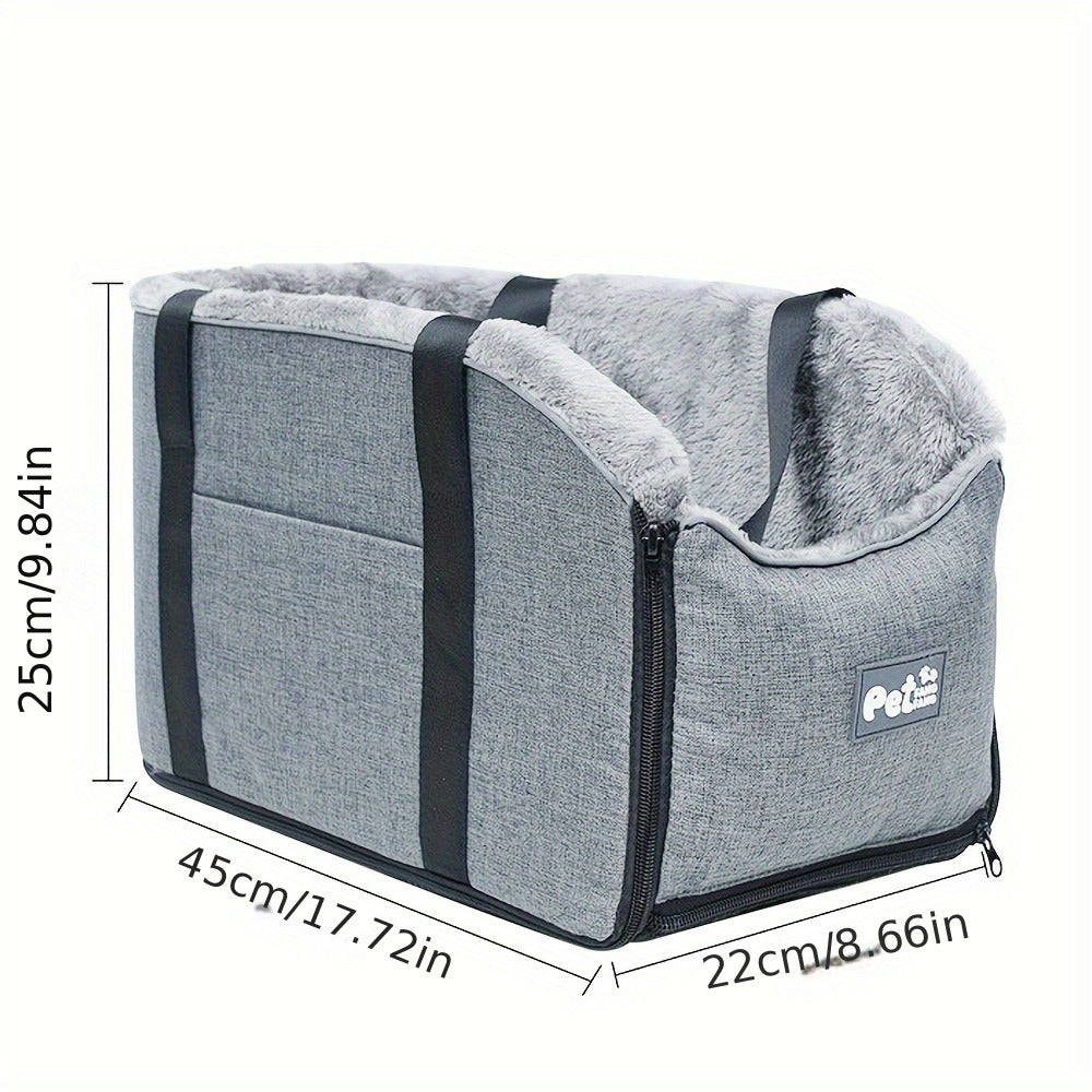 Pet Travel Bag & Car Seat for Small Medium Dogs Cats - Portable Polyester Carrier with Secure Buckle Closure, Cozy Soft-Sided Dog Cat Travel Tote Bag for Road Trips, Vet Visits & Daily Commutes, Grey