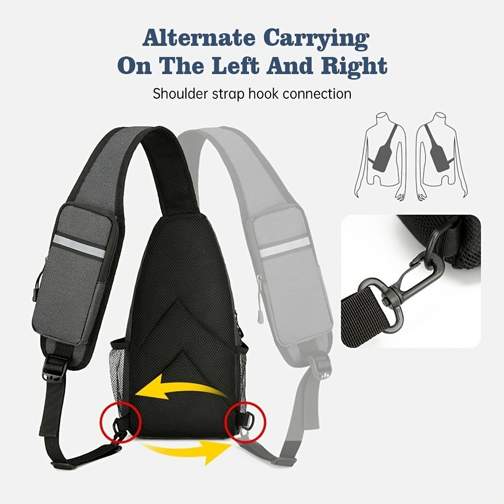 Crossbody Sling Backpack for Women Men - Lightweight Oxford Cloth Shoulder Chest Bag Daypack for Hiking Traveling Camping, Large Capacity Zipper Sling Bag with Adjustable Strap (2 Pack)