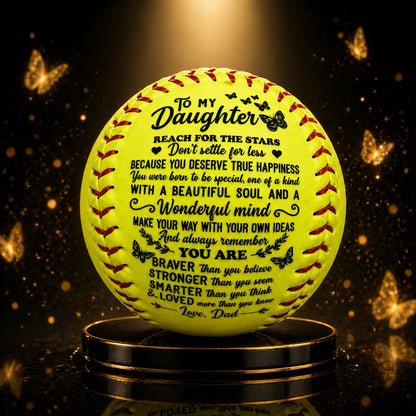 Personalized Softball Gift for Daughter – "To My Daughter" Inspirational Message Ball, International Standard Fastpitch Softball for Birthday, Graduation, Christmas & Special Occasions