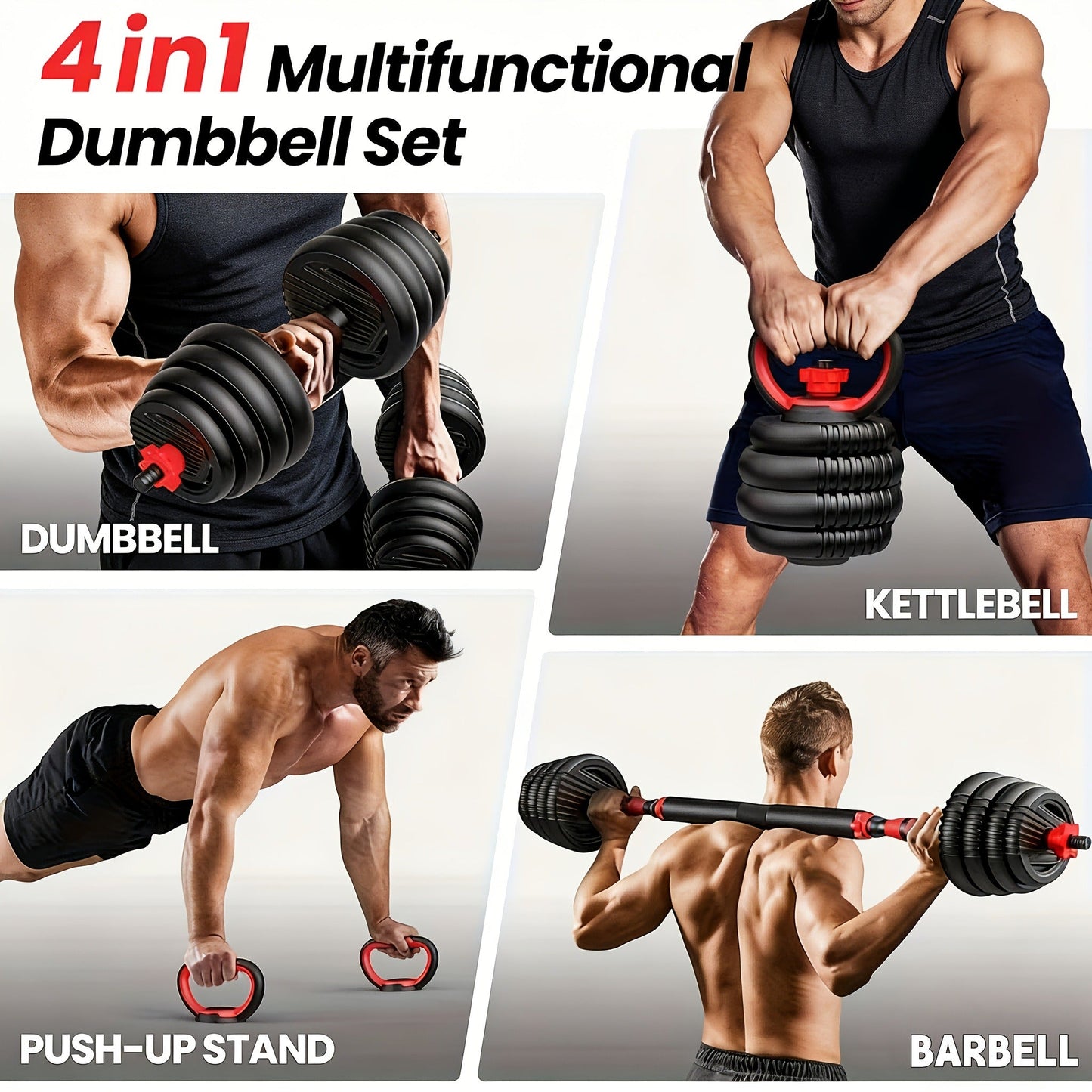 Adjustable Dumbbell Set 6-in-1 for Home Gym – Free Weight Strength Training, Converts to Barbell, Kettlebell & Push-Up Bar for Men Women