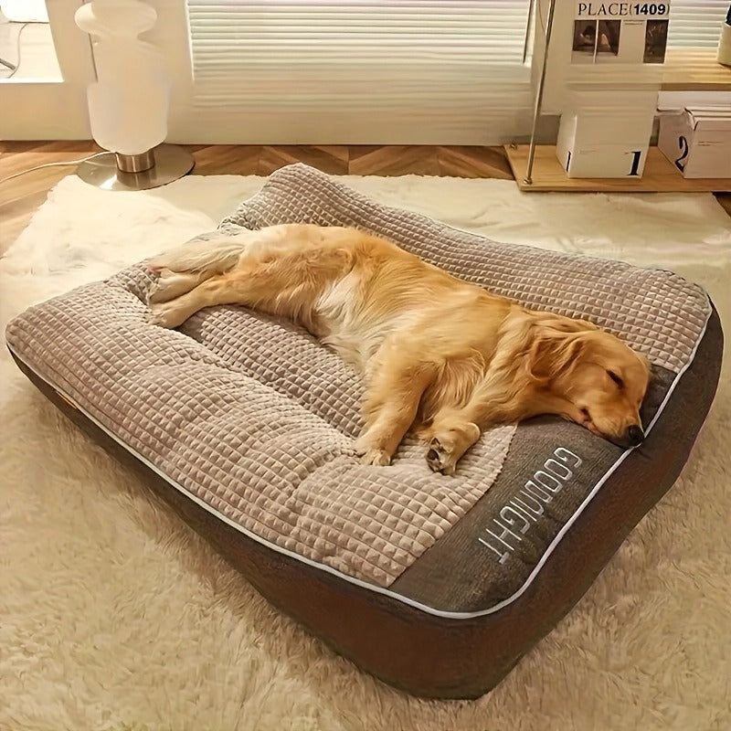Thickened Dog Bed for Winter Warmth - Soft Polyester Fiber Fill, Collapse-Resistant, Machine Washable Cat & Dog Bed for Large Breeds, Includes Pet Scratching Tool, 4 Sizes