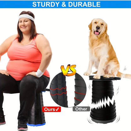 Portable Folding Cylinder Stool – Lightweight Plastic, Waterproof & Durable, Easy to Carry & Store – Outdoor Camping, Fishing & Travel Stool, Iridescent or Blue
