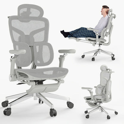 Ergonomic Office Chair with Footrest & 6D Armrests – High Back Lumbar Support Swivel Desk Chair for Home Office