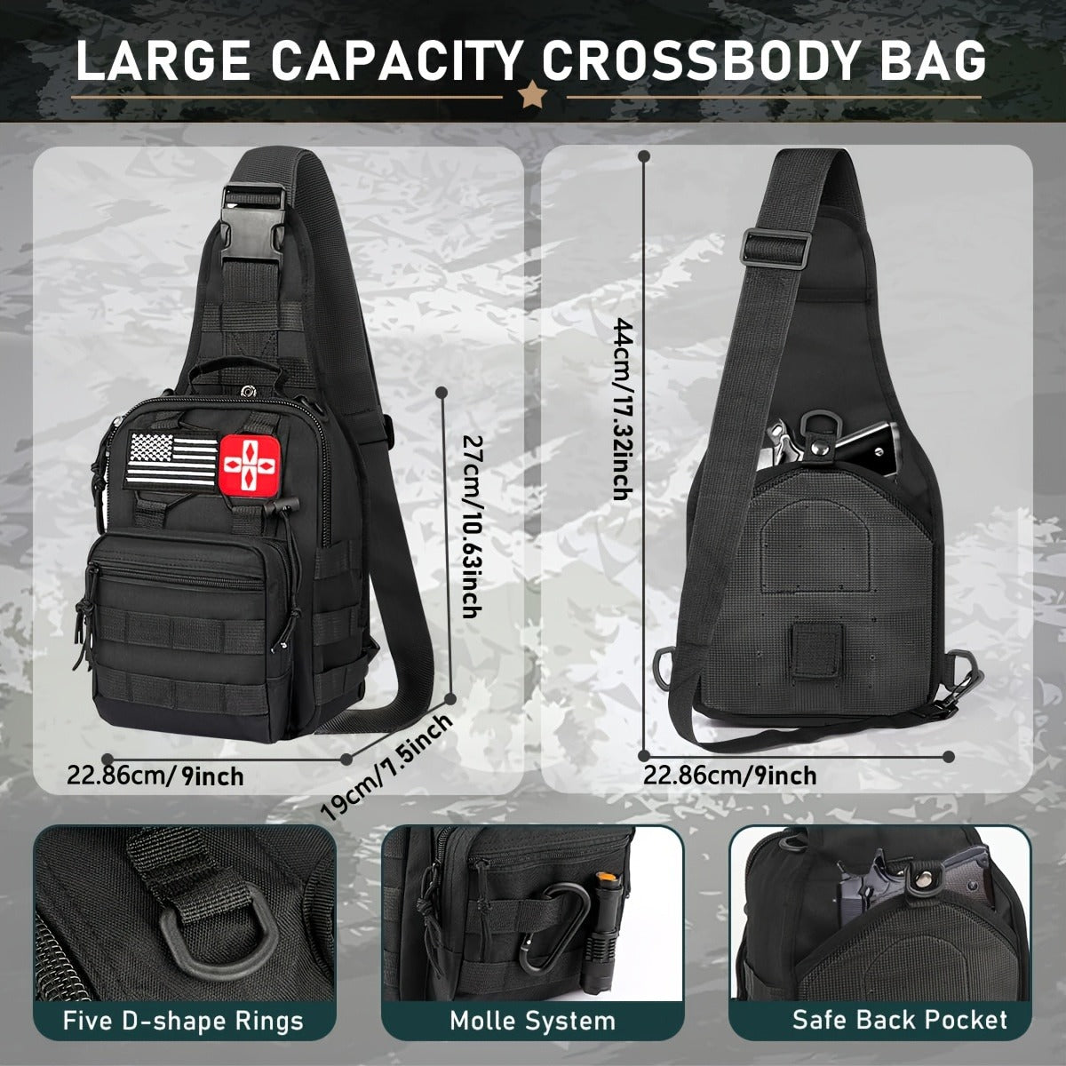 272-Piece Survival Gear Kit with Tactical Bag – Emergency Survival Equipment with Fire Starter, First Aid & Outdoor Tools for Camping, Hiking, Hunting – Crossbody & Molle Bag Options