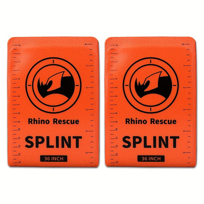 Foldable Emergency Splint 36 x 4.3 Inch - Reusable Aluminum Alloy Closed-Cell Foam Splint for Trauma, Outdoor First Aid, Lightweight Portable Fracture Immobilization Splint, 2 Pack (Orange & Gray)