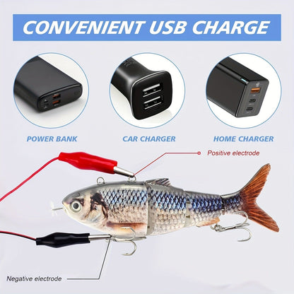 Electric Robotic Swimbait with USB Rechargeable LED Light – Multi-Jointed Wobbler Swimming Fishing Bait, Realistic Robot Fish Lure for Bass Pike Perch, Ice Fishing & Winter Fishing Gift for Men