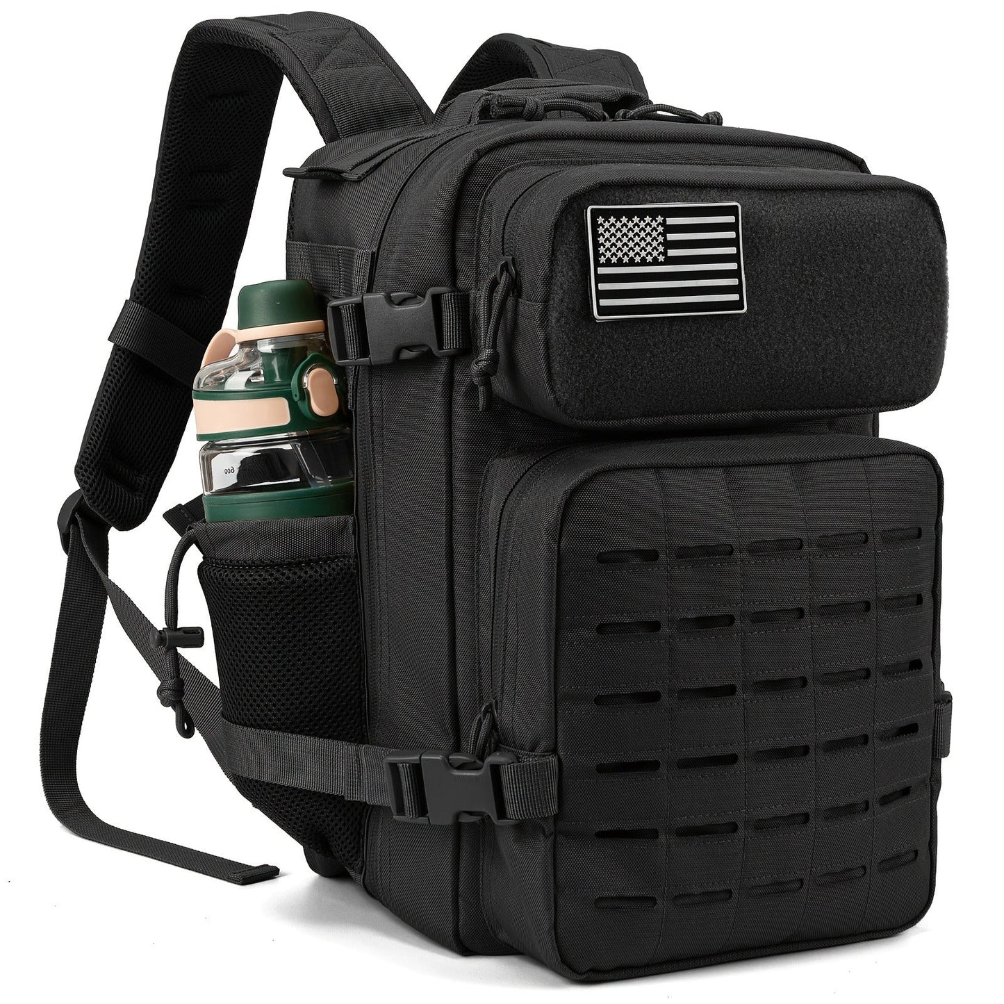 Tactical Laptop Backpack 25L MOLLE Unisex – Office & Hiking Daypack with Dual Cup Holders for Men & Women, 3-Day Bug Out Bag, Trekking & Laptop Organizer, 9 Colors: Black, Green, Pink & More