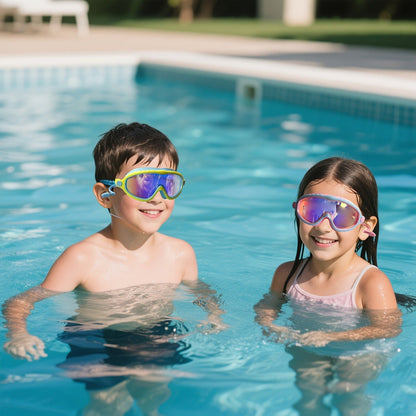 Kids Swim Goggles with Earplugs Anti-Fog Waterproof Ages 3-14