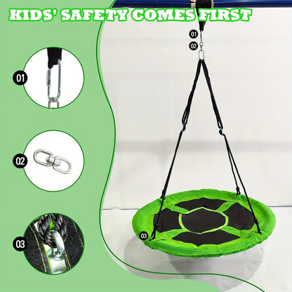 Kids Disc Swing 40 Inch – Anti-Slip Tree Swing with Adjustable Straps Powder Coated Frame Indoor Outdoor Play