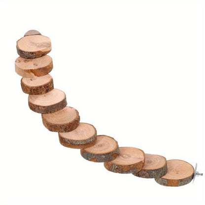 Parrot Ladder Toy Natural Wood Multi-Level Climbing Stand with Solid Wood Platform – Bird Exercise Perch for Parakeets, Cockatiels & Small Birds, Mental Stimulation & Physical Activity Accessory