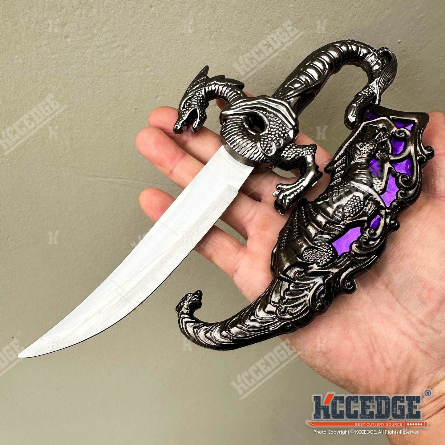 Medieval Fantasy Fixed Blade Knife with Scabbard – 9" Dragon Cosplay Collectible Dagger, 440 Stainless Steel, Historical Replica for Display & Medieval Fair Props