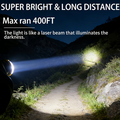 Zoomable LED Flashlight Rechargeable - 2000 Lumen High Power Torch, Adjustable Brightness, 2400mAh Battery, Super Bright Zoom Light for Camping, Fishing & Outdoor Activities