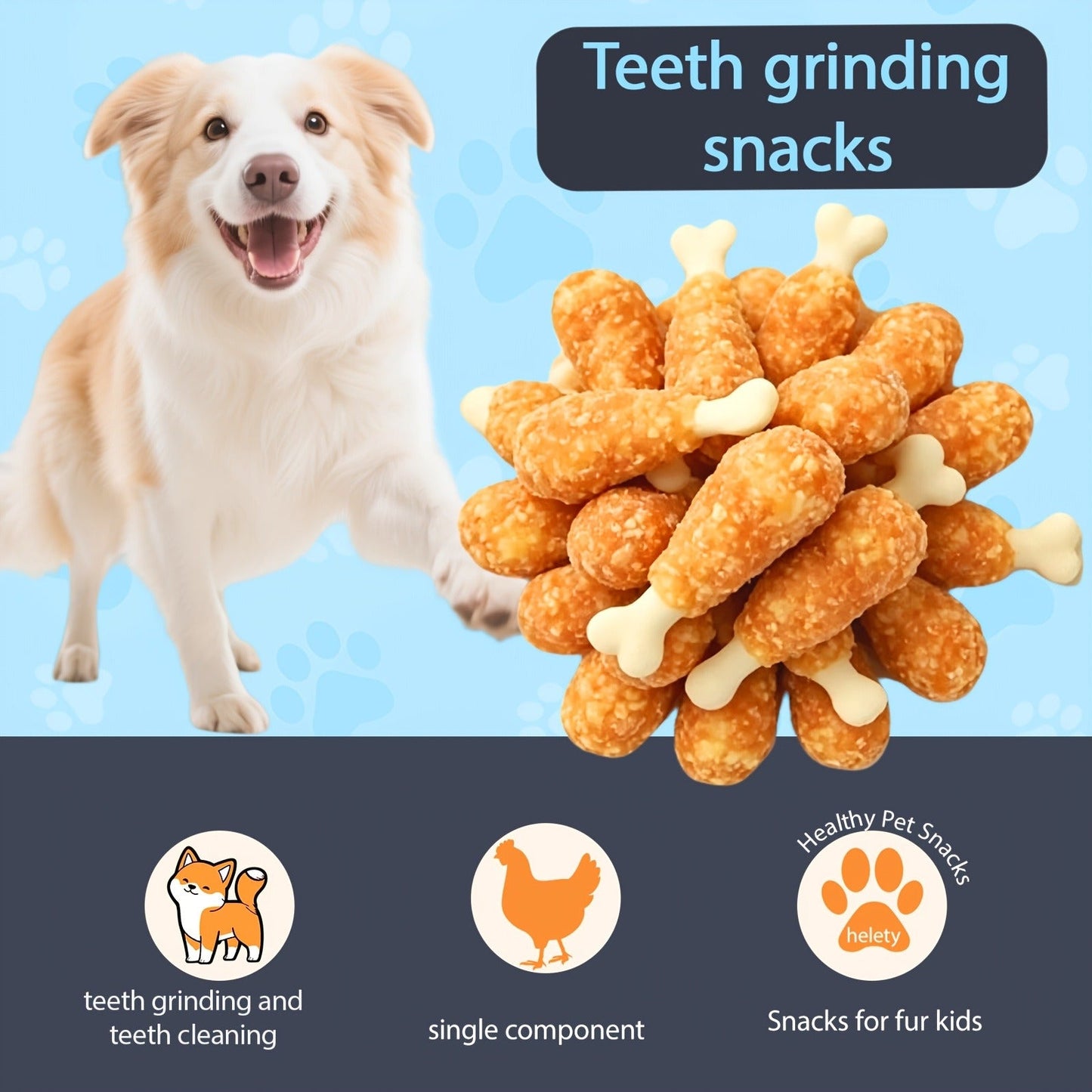 Chicken Dog Training Treats Dumbbell Shape – Natural High Protein Reward Snacks for Small Medium Large Dogs, Rice & Chicken Flavor, Long-Lasting Chew