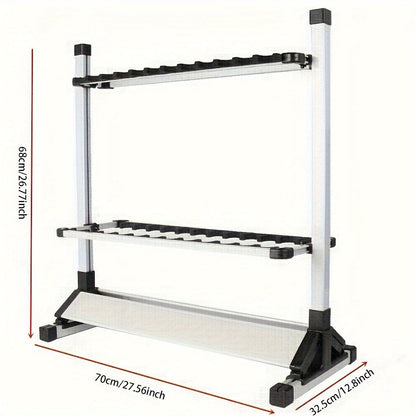 Aluminum Fishing Rod Holder Rack Holds Up to 24 Rods, Portable Lightweight Rust-Resistant Rod Stand with Cushioned Holders & Carrying Handle, Freestanding Fishing Pole Organizer for Garage Cabin Home