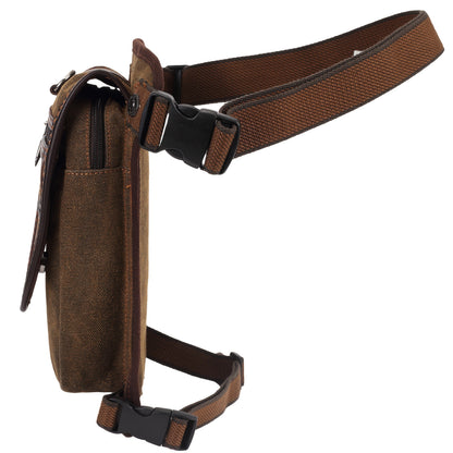 Vintage Canvas Sling Bag for Men Multifunctional Crossbody Chest Bag Waist Bag Shoulder Bag Leg Bag Hiking Outdoor Sports Travel Bag Adjustable Strap Dark Brown