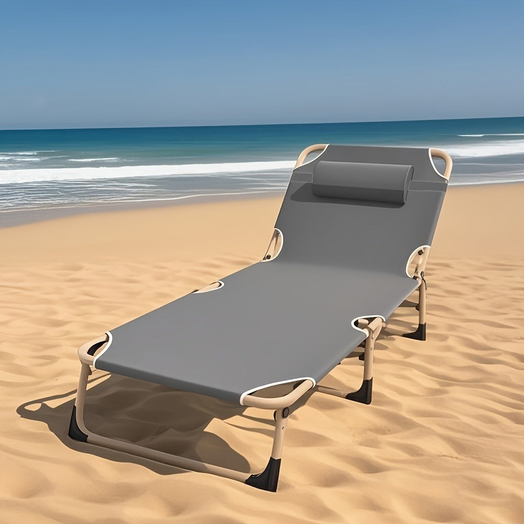 Folding Camping Cot 1200D Portable Sleeping Bed – Lightweight Foldable Outdoor Bed for Camping, Beach, Patio, Sunbathing & Poolside – No Mattress, Gray