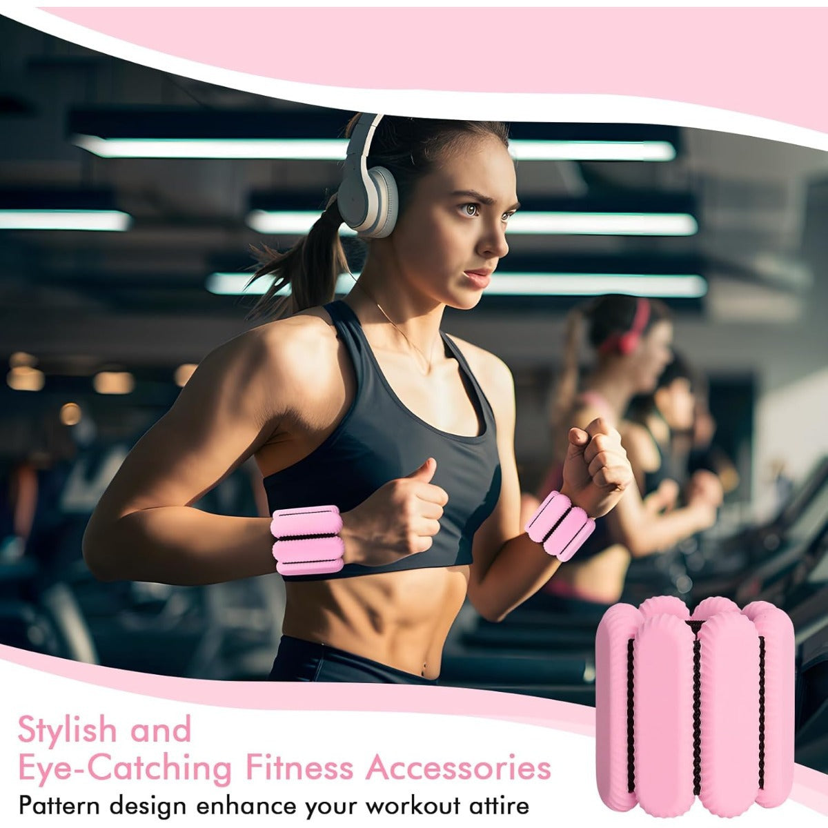 Silicone Wrist & Ankle Weights Bracelet 1LB Pair for Women Men – Adjustable Weighted Cuffs for Yoga, Running, Dance & Strength Training Workouts