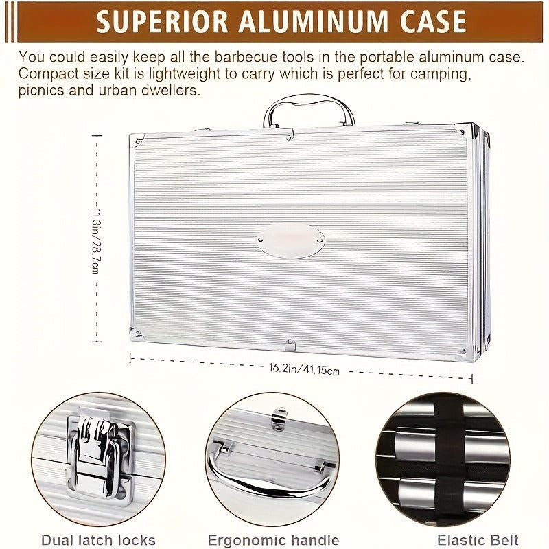 BBQ Grill Tools Set 36 Piece Stainless Steel Grilling Kit with Aluminum Case Heavy Duty Grill Accessories for Backyard BBQ Outdoor Camping Grilling Gifts for Men Dad Birthday Gift