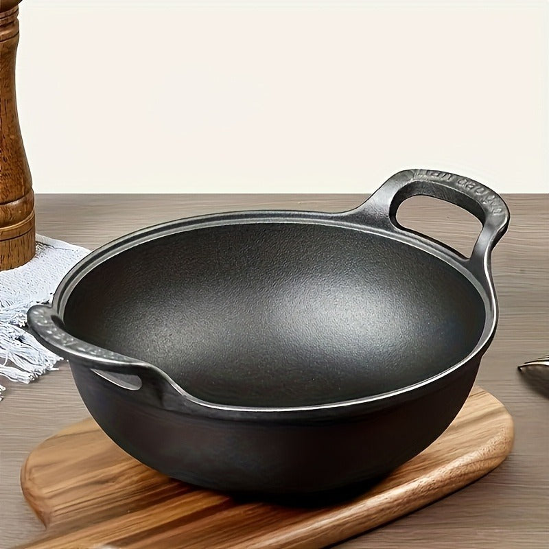 Cast Iron Frying Pan 20cm Pre-Seasoned with Dual Handles - Non-Stick Oven Safe Skillet for Outdoor BBQ, Camping & Stovetop Cooking - Compact Multi-Functional Cast Iron Skillet