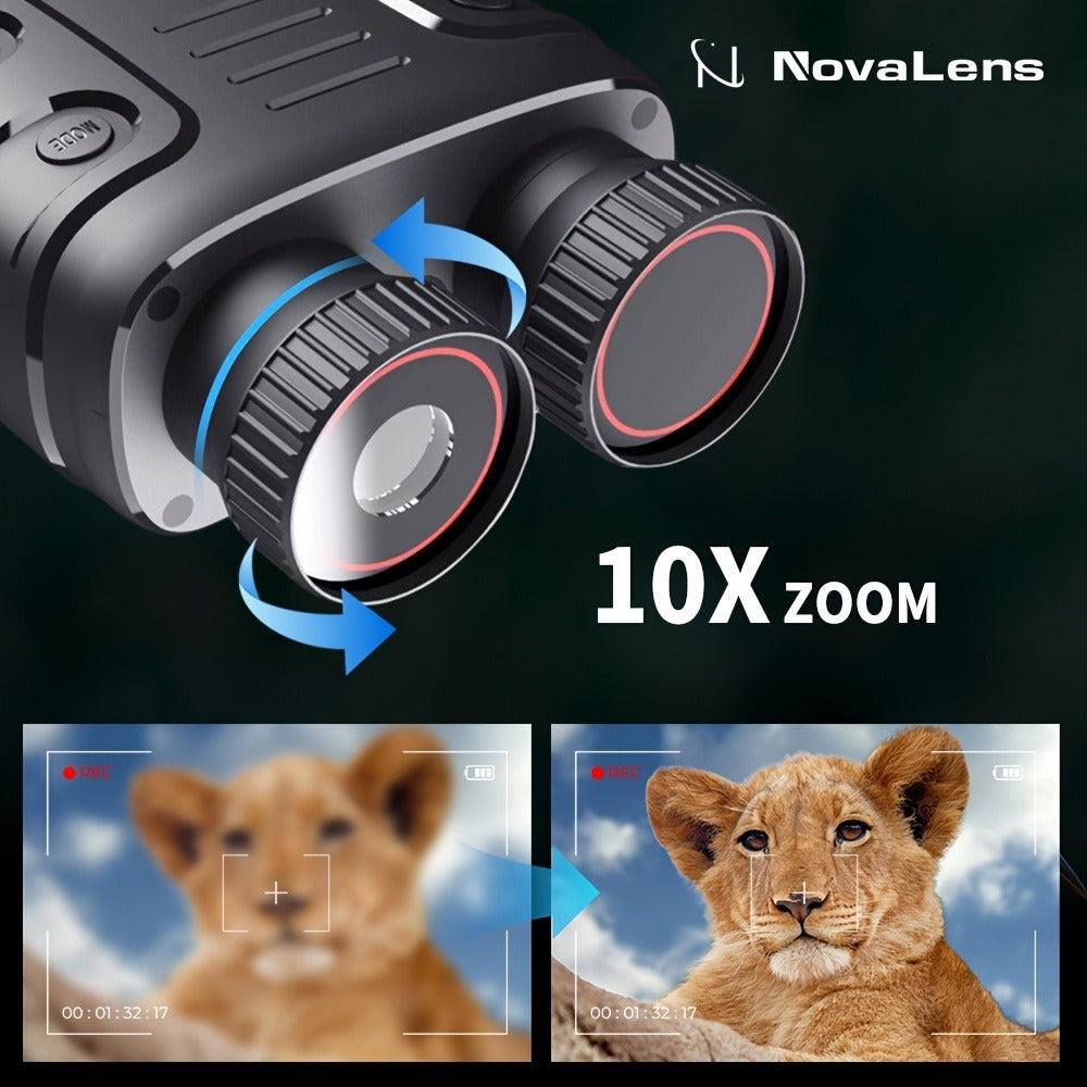 Digital Night Vision Binoculars 2.5K HD – 10X Zoom, 800M Range, 2.4" Screen with Photo & Video Recording | USB Rechargeable Night Vision Goggles for Hunting, Fishing, Camping & Boating