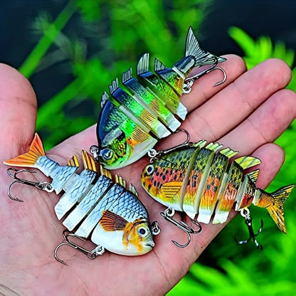 Fishing Lure Set 3pcs Realistic 6-Section Swimbait – Multi-Jointed Hard Bait for Bass, Trout, Pike & Freshwater Fish | Lifelike Swimming Action Crankbait Fishing Tackle
